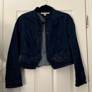 Tommy Hilfiger Size M Cropped Denim Jacket | Y2K Dark Wash Jean Jacket